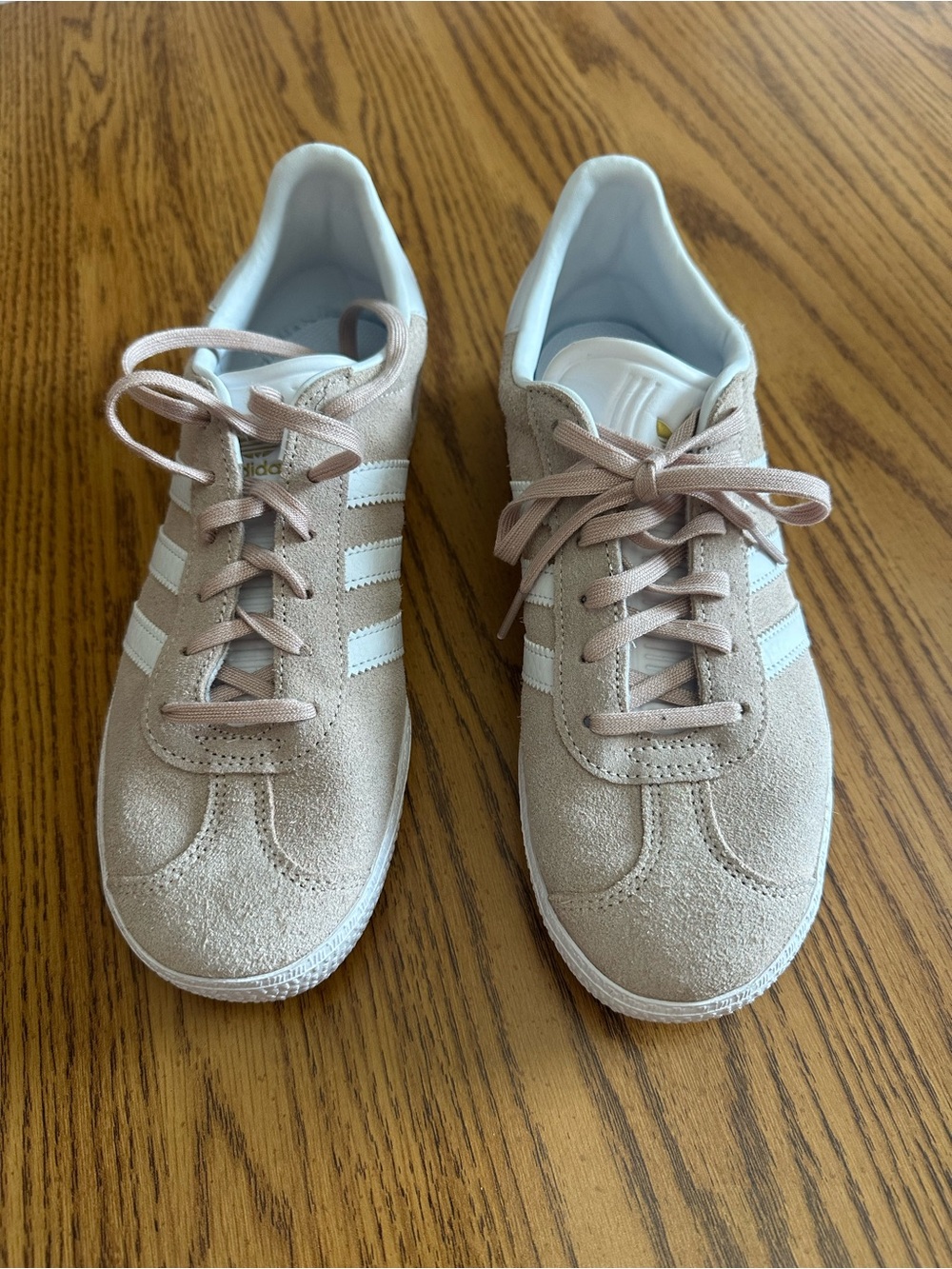adidas Women's Light Pink Suede Classic Gazelle Sneakers with White Stripes